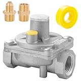 Regulador de presión de gas de 1/2 pulgada, regulador de presión de propano de gas natural con adaptador de conversión macho NPT de 1/2 pulgada x 3/8 pulgadas macho para regulador de parrilla NG/LPG