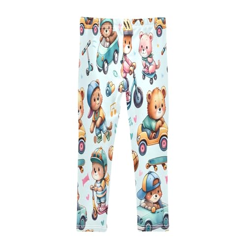 Bolaz Toddler Girls Leggings Printed Yoga Pants Leggings Cartoon Transportation Bear for Kids2