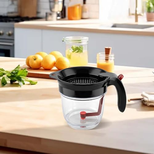 Foto von Fettabscheider für Soßen 1000ml Fetttrennkanne mit Druckauslass Fettkanne Doppelfiltrations Fetttrenner Soßentrenner Suppenölabscheider für Wasser öl Trennung Filtern Speiseresten, PP, Transparent