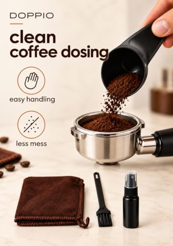 Image of DOPPIO Coffee Maker Accessories Kit - Cleaning Brush, Microfiber Cloth, Mist Spray Bottle & Coffee Scoop, Essential Barista Tools for Easy Maintenance