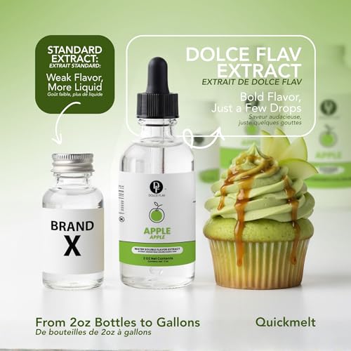 Image of Dolce Flav Natural Apple Extract - 2 oz Water-Soluble Pure Apple Flavoring Drops for Baking, Drinks & Desserts | Highly Concentrated | Sugar Free | Allergen Free | Made in USA