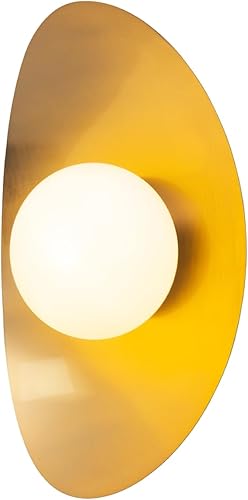 Aplique de pared moderno de mediados de siglo, lámpara de pared de cristal, forma clásica de media luna, luz dorada de montaje en pared para sala de