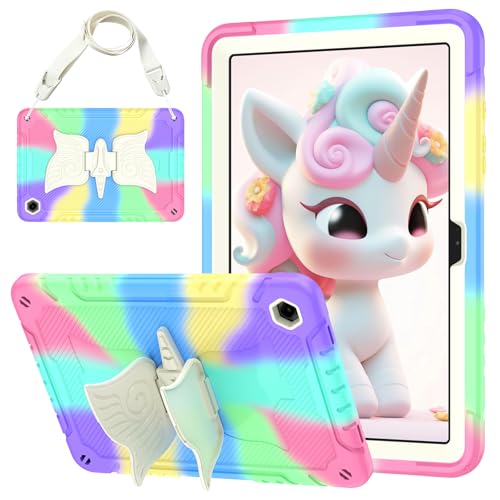 AVAKOT Samsung Galaxy Tab A9 Plus Case 11 Inch 2023 for Kids Girls with Unicorn Kickstand & Hand Shoulder Strap | Rugged Protective Case for Galaxy Tab A9 Plus 2023 SM-X210/X216/X218-Colorful Purple