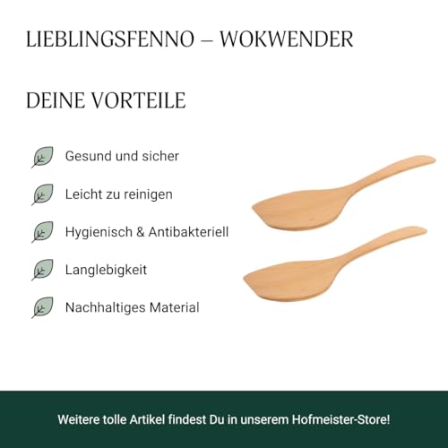 Foto von 2x HOFMEISTER® Wok-Wender aus edlem Kirsch-Holz, 37 cm, hitzebeständig & plastikfrei, keine Kratzer in Pfannen, kein Plastik im Essen, 100% Naturprodukt, geschwungen