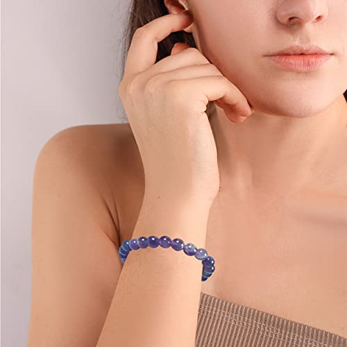 Crystal Vibe Handmade Natural Amethyst Bracelet For Women - Stretchable 8Mm Bead Bracelet - Adjustable Size Crystal Bracelet For Women #TOP4