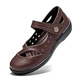 UZB Womens Mary Jane Shoes Slip On Loafers Genuine Leather Comfort Breathable Soft Casual Flats Non-
