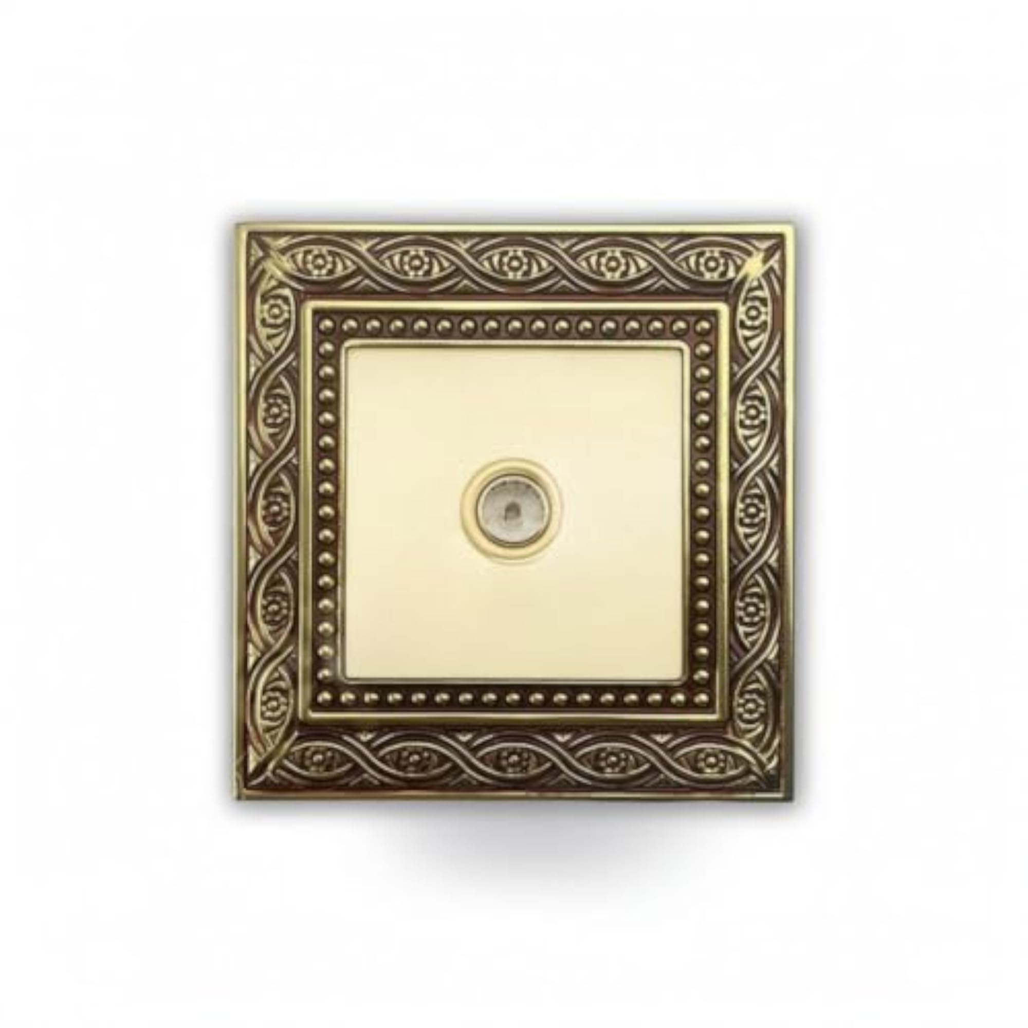 Antique Brass Outlet Faceplate with Floral Relief