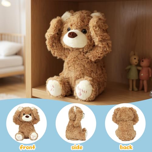Hopearl Peek A Boo Bear Interactive Repeats What You Say Plush Teddy Bear Toy Musical Singing Talking Stuffed Animal Adorable Electric Animate Gift for Toddlers, Brown, 11'' by Hopearl - Image 2