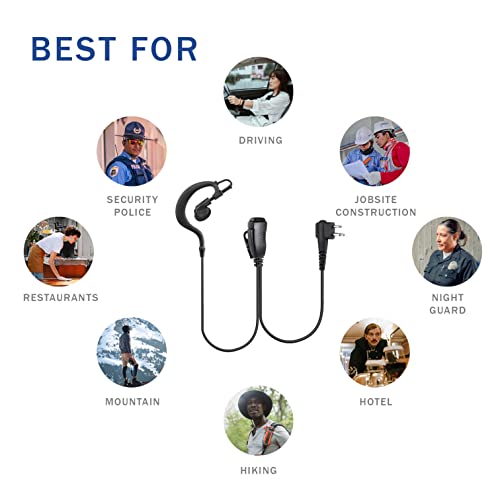 Maximal Power Reh2 2-Pin Adjustable C-Shaped Earpiece With Rubber Earhook/Earbud For Motorola Two-Way Radio (Black) #TOP5