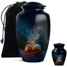 FASHIONZAADI Symphonic Music Note Cremation Urns for Human Ashes Adult Man, Large Memorial Burial Urn for Ashes for Women, 1. Dual Set One 10" + One 3" Keepsake