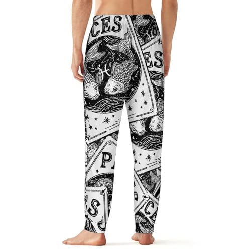 Pisces Constellation Two Fish Men's Pajama Bottoms Sleep Lounge Soft Comfy Pants Sleepwear3