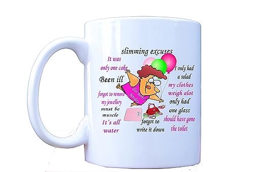 Slimming Excuses - Funny Novelty 11 oz Tea/Coffee Mug, birthday, Gift, Diet