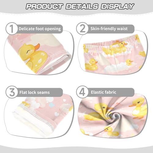 Yellow Duck with Cloud Girls Leggings Athletic Pants Tights Stretch Bottom3