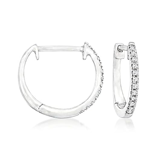 Ross-Simons Diamond-Accented Huggie Hoop Earrings in Platinum