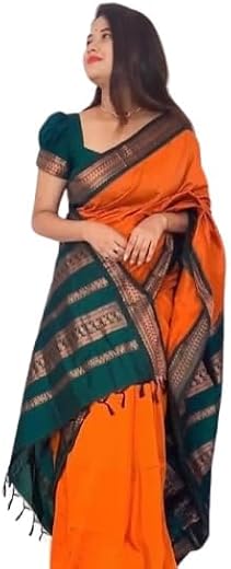 ROYAL THREADS Women's Pure Kalyani Cotton Silk Saree with Exquisite Zari Cotton Border, Traditional Kalyani Cotton Sarees ...