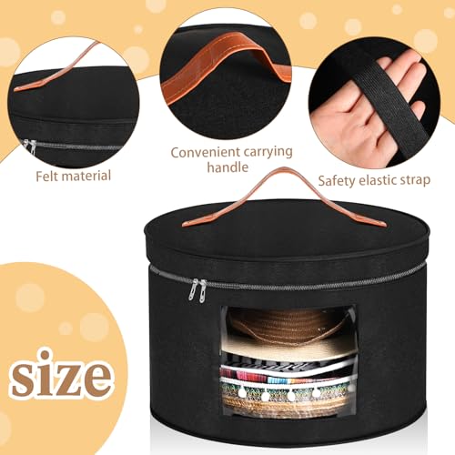 Chunful Hat Box Storage for Women Large Storage Bag for Wide Brim Sun, Cowboy and Foldable Space Saving Travel Hat Organizer Bag with Lid(Black,Height 10.2 Inches) by Chunful - Image 3