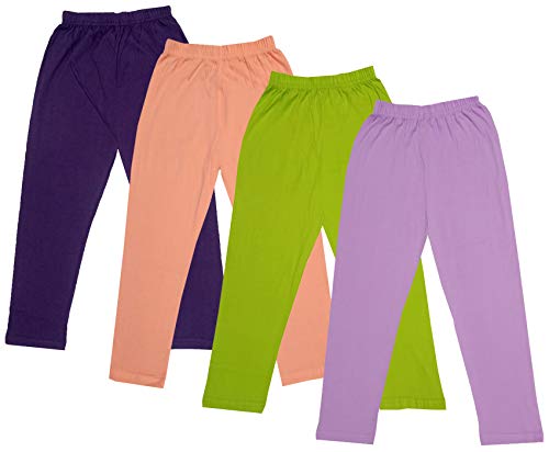 Image of IndiWeaves Girls Super Soft Cotton Solid Capri Pants (Purple, Green, Peach, Wine, 12-14 Years) Pack of 4