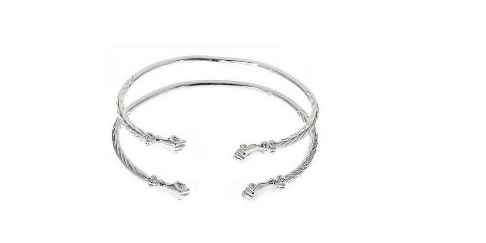 Better Jewelry Fist .925 Sterling Silver West Indian Bangles (Pair 47g) Made in USA