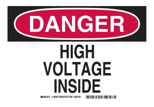 Panneau de danger plastique Brady 19839 pour sécuriser les zones High Voltage Inside