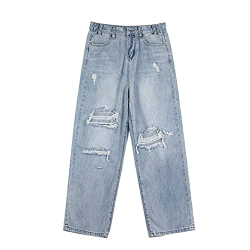 Ripped Jeans Men Relaxed Fit Wide Leg Baggy Destroyed Denim Pants with Pockets Casual Trousers Hip Hop Streetwear2
