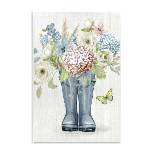 Rain Boots Bouquet Floral, 10 x 15 Inch Mounted Print on Wall Plaque