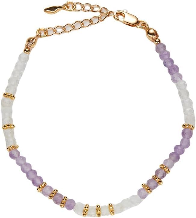 Collier en argent pour femmes anti-ternissement avec améthyste naturelle véritable