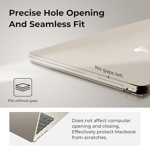 Image of EooCoo Case Compatible for New Apple MacBook Air 13 inch M5 2026 2025 2024 2022 M4 M3 M2,A3449 A3240 A3113 A2681 Touch ID,Mac Air 13.6 inch Laptop Protective Plastic Hard Shell Cover,Crystal Starlight