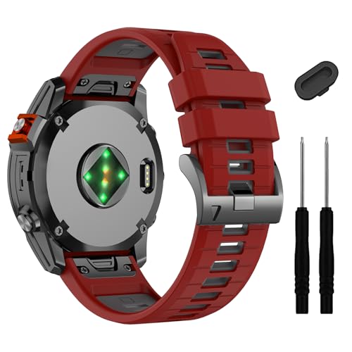 Image of 22mm Compatible with Garmin Fenix E /8 /8pro AMOLED 47mm /Fenix 7 /7 Pro /6 /6 Pro /5 /5 Plus Watch Band,Soft Quickfit Silicone Straps for Forerunner 970 965 955 /Approach S70 47mm /tactix 8 /quatix 7 8 47mm