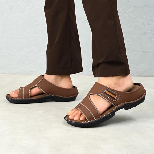 Image of Centrino Sandal for Men | Grip Insole for Stability | slippers /sliders for men |mens sandals casual | sandals for men | Modern Look with Straps | Comfortable Footwear (9266)