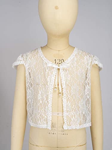 Girls Toddler Ruffle Sleeve Bolero Cardigan Shrug Lace Flower Shrug Short Cardigan Wedding Party Dress Cover Up White 2-3 Years3