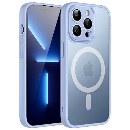 Image of JETech Magnetic Cover Case for iPhone 13 Pro Max 6.7-Inch, Compatible with MagSafe, Translucent Matte Back Camera Lens Full Protection Slim Shockproof Phone Cover (Sky Blue)