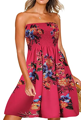 Image of Zyyfly Womens Summer Beach Dresses Strapless Cover Ups Dress Tube Top Sundresses