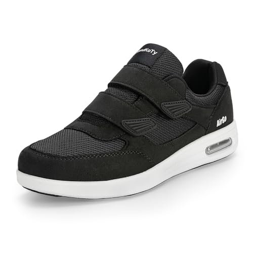 KWUKOTY Tênis ortopédico feminino de caminhada ajustável para diabéticos | Fascite plantar/pés inchados/joanetes | Tamanho largo 36-43, Preto/branco, 10 Wide