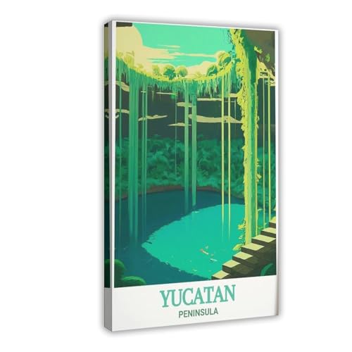 ZDFTAFD Póster en lienzo de la península de Yucatán, decoración de dormitorio, paisaje, regalo, 20 x 30 cm