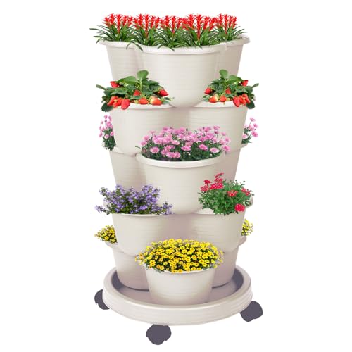 Pinky Family 5-Tier Vertical Garden Tower Stackable...
