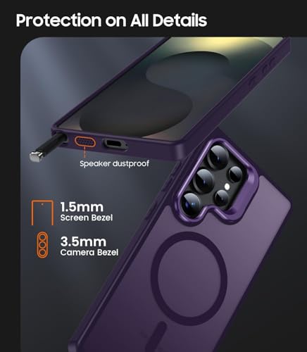 Image of DIZORO Samsung Galaxy S25 Ultra 5g Case Compatible with Wireless Charging, with Camera Stand, Military Grade Drop Tested,Translucent Hard Back Soft Edge Back Cover Deep