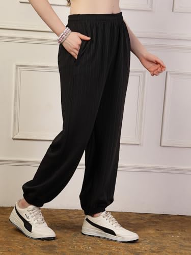 Image of UZARUS Women's Ultra-Soft Baggy Fit /Relaxed Fit Joggers with Side Pockets & Gripped Hem