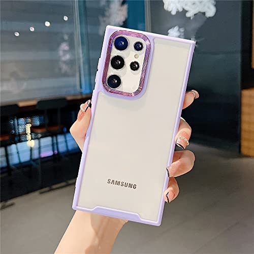 Étui de protection pour Samsung A52S 5G transparent violet avec anneau de caméra