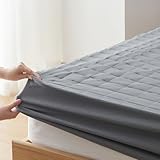 クモリ(Kumori) 防水ボックスシーツ シングル 防水シーツ 防水敷きパッド パッド一体型 1枚3役 全周ゴム付き 着脱簡単 おねしょシーツ 介護シーツ 失禁対策 抗菌防臭防ダニ 介護用 ベビー用 洗える オールシーズン マットレスカバー ベッドシーツ （シングル・100X200cm ダークグレー）