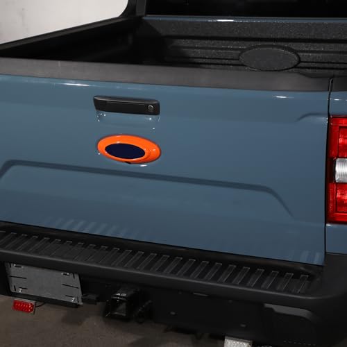 Image of Rear and Front Emblems Trim Ring Cover Compatible with Ford Maverick 2022-2025, Car Front and Rear Logo Circles Cover, Front Hood Rear Trunk Emblem Logo Decorative Accessories (Orange)