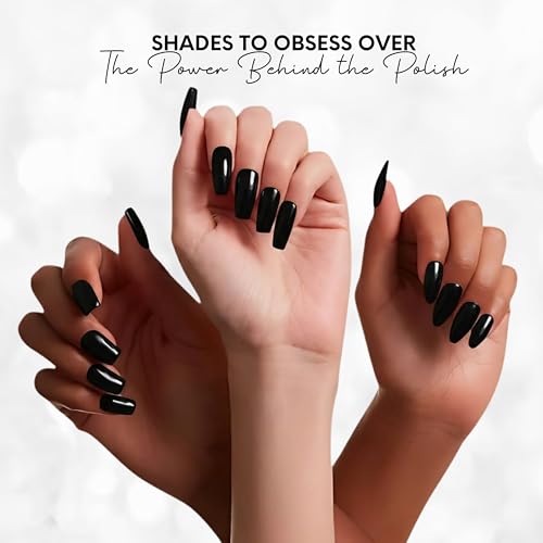 Image of Ellement Co Wild Thoughts Nail Paint 10 ML | Deep Black Nail Colour with High Gloss Finish | Long Lasting & Chip Resistant Formula | Smooth Professional Application | Vegan, Non-Toxic & Paraben Free Nail Polish for Bold, Goth, Party, Night Looks & Statement Glam