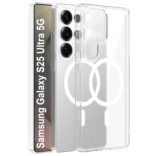 Amazon Basics Back Case for Samsung Galaxy S25 Ultra 5G | Slim Lifetime Anti-Yellow Crystal-Clear Cover with Elevated Camera Protection & MagSafe Compatibility | Premium German Polycarbonate | Clear