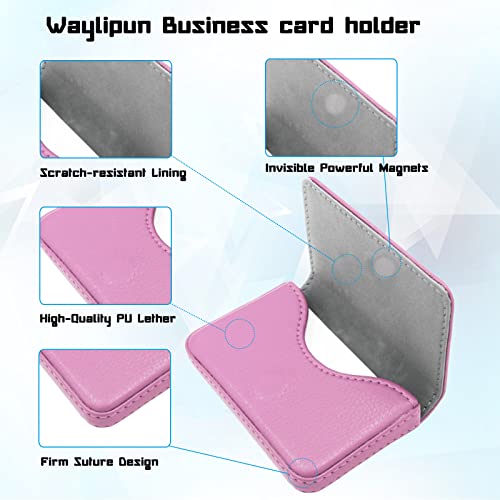 Waylipun Business Card Holder, PU Leather Business Card Case - Image 3