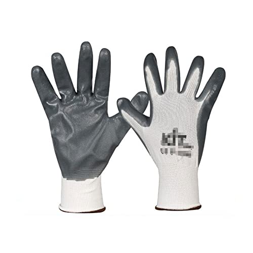 Klobvtt Gants de Travail, Gants de Travail enduits de Latex, Protection du Travail enduite de Paume Mitaines industrielles résistantes à l'huile Mitaines de Jardin Respirantes et antidérapantes, pour Cover