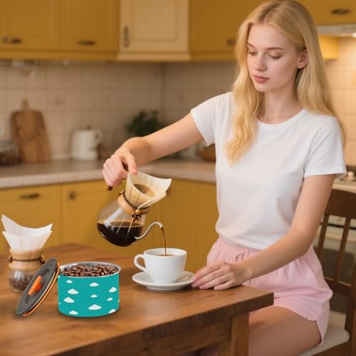 Envase de café hermético de acero inoxidable patrón gotas 17oz miniatura 7