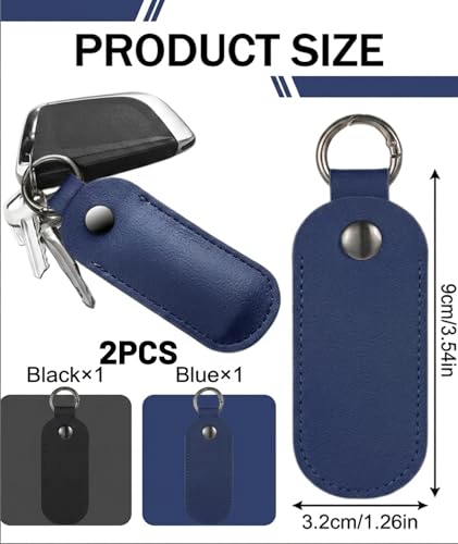 Image of INOCEAN 2 PCS Pen drive Case, Pen drive Box, Tech Professionals and Travelers Storage Solution, Leather USB Drive Holder Keychains in Dark Blue and Black