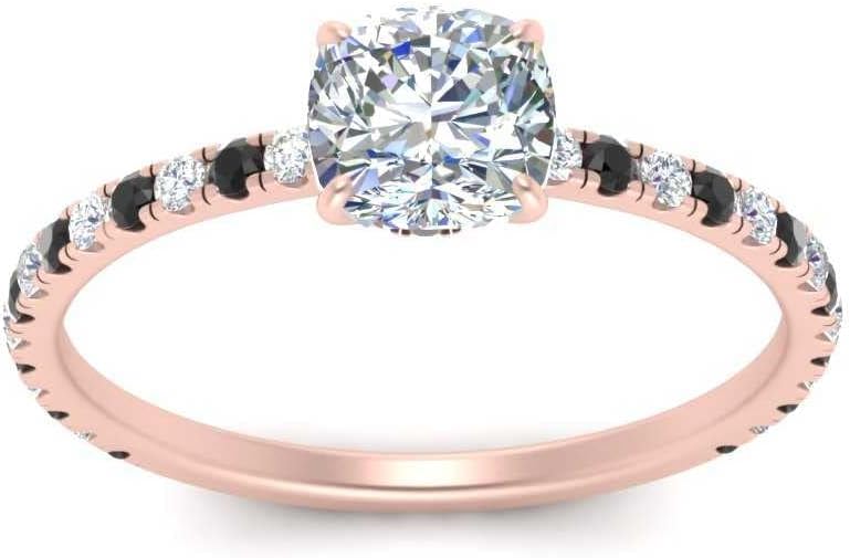 Choose Your Gemstone Three Fourth Under Halo Rose Gold Plated Cushion Shape Stone Chakra Healing Ring Engagement Promise Easy to Wear Gift Ring Size 4 to 12