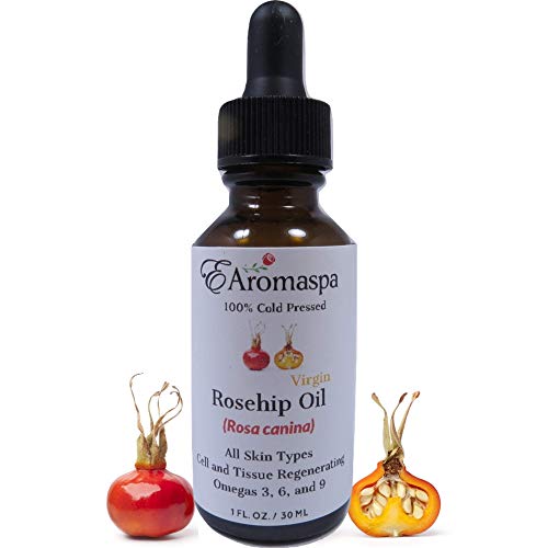 EAromaspa Rosehip Seed Carrier Oil (1oz / 30ml) - 100% Pure Natural Cold Pressed Unrefined Rose Hip Oil - Anti-Aging Moisturizer Perfect for Face, Scarring, Eczema, Damaged Skin & Sun Damage