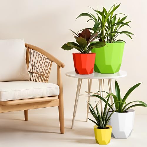 Image of YUCCABE ITALIA SHERA Hexa Plastic Planter Pot for Plants | Decorative Flower Pot | UV Protected Lightweight Indoor Outdoor Gamla for Home Decor, Balcony, Garden & Living Room