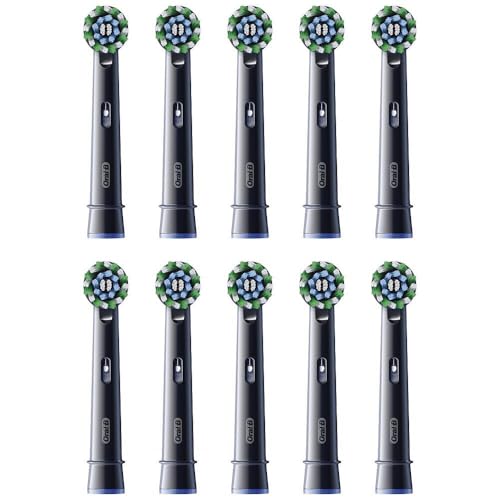 Oral-B Pro Cross Action Electric Toothbrush Heads - Pack of 10 Units - Suitable for a Post Box - Black